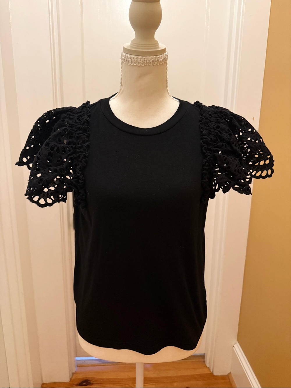 THML Black Eyelet Puff Sleeve Top